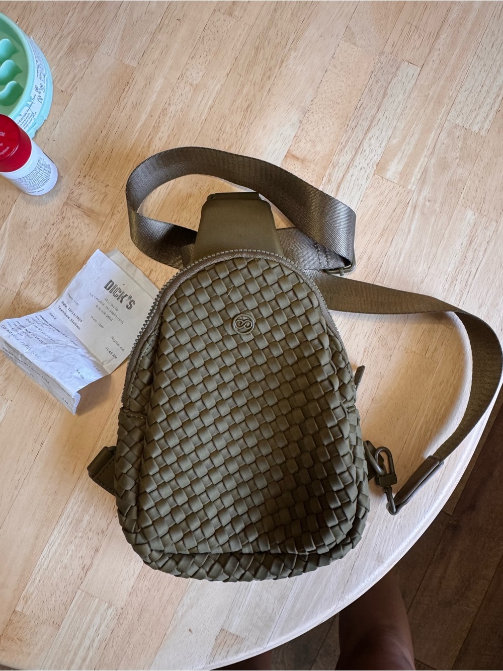CALIA by Carrie Underwood Olive Green Neoprene Sling Bag NWT